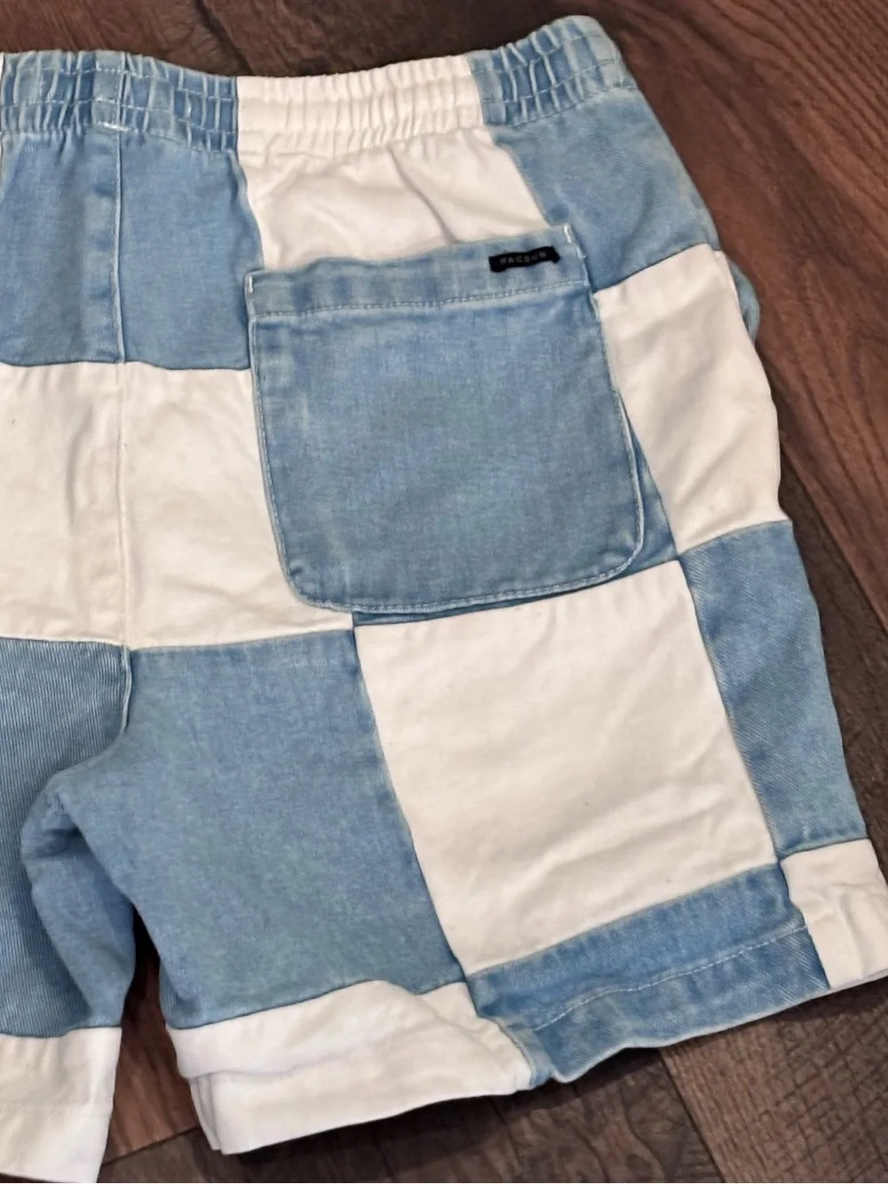 PacSun Blue and White Checkerboard Men’s Shorts in size Medium